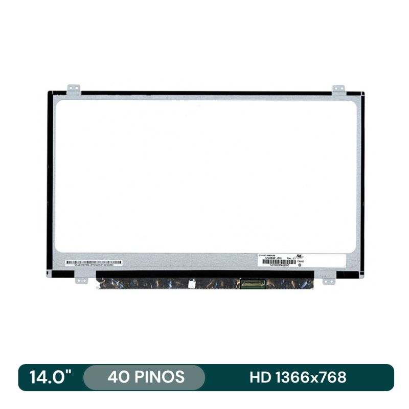 Ecrã LCD 14.0'' 1366x768 HD 40Pin c/Brackets - B140XTN02.3