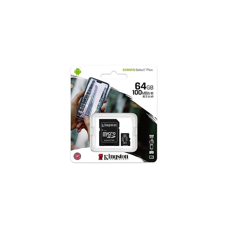 Cartão de Memória Kingston 64GB MicroSDHC Canvas Select Plus Class10