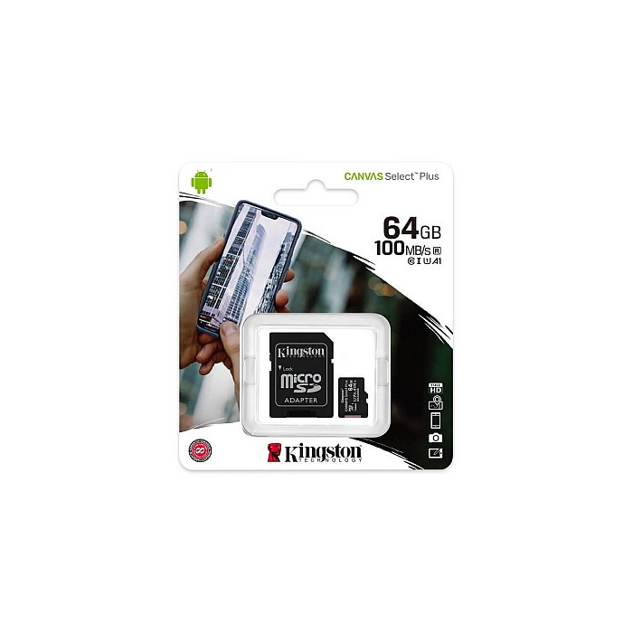 Cartão de Memória Kingston 64GB MicroSDHC Canvas Select Plus Class10