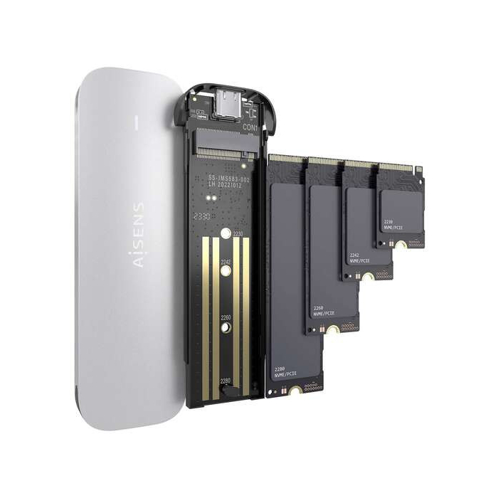 Aisens Caixa Externa M.2 (NGFF) NVMe USB3.2 Prata