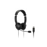 Headset USB com microfone - Faixa de cabeça ajustável - Almofadas acolchoadas - Controles no cabo - Cabo de 1,80 m - Preto