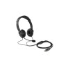 Headset USB com microfone - Faixa de cabeça ajustável - Almofadas acolchoadas - Controles no cabo - Cabo de 1,80 m - Preto