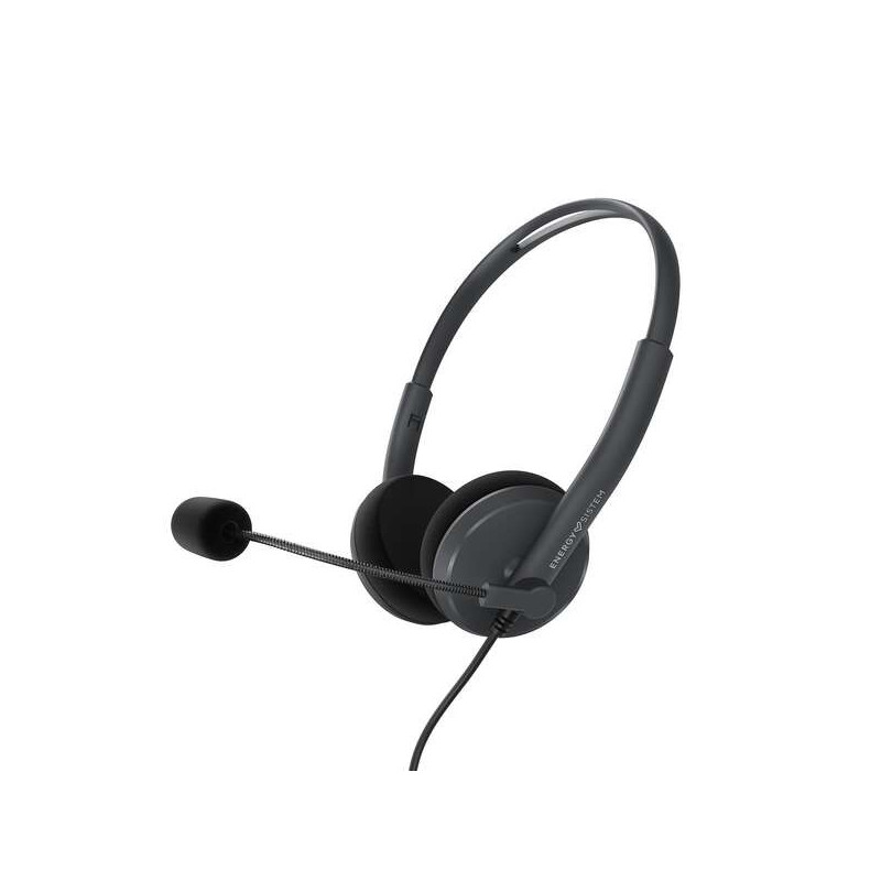 Headsets Energy Sistem - Compatível com PC/Mac/Smartphone - Plugue de 3,5 mm - Microfone com braço retrátil - Cor preta