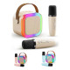 Karaoke Portátil Bluetooth c/2 microfones sem fio (Bege)