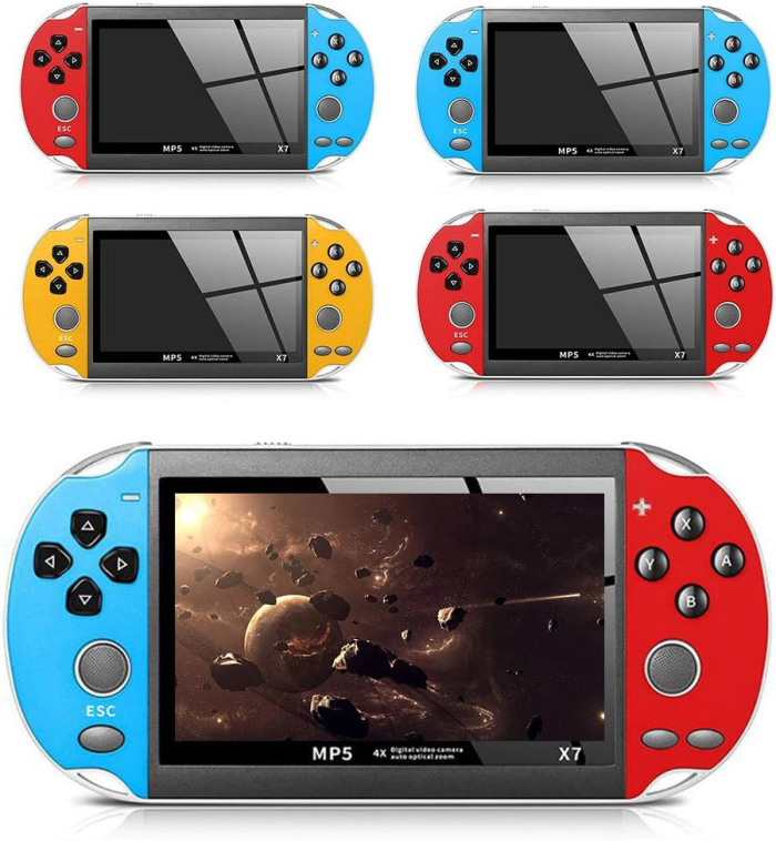 Consola Retro X7 Portátil 4.3" HD 10000 jogos clássicos (Azul e Vermelha)