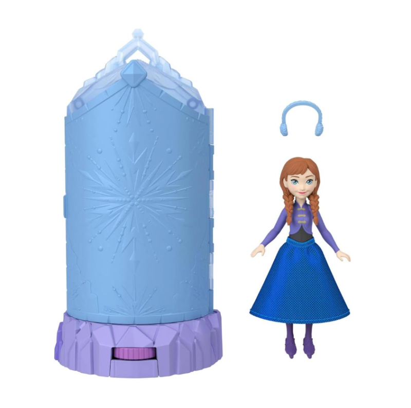 Boneca Princesa Frozen com mini castelo de gelo.