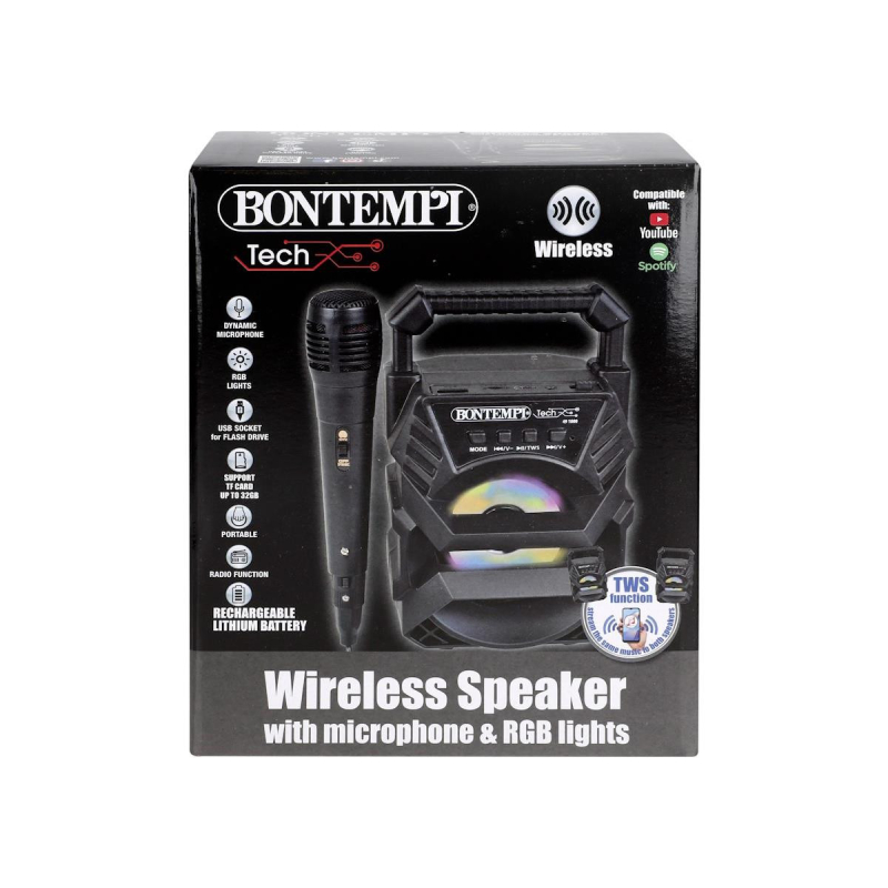 Mini Coluna Wireless C/ Micro- Preto