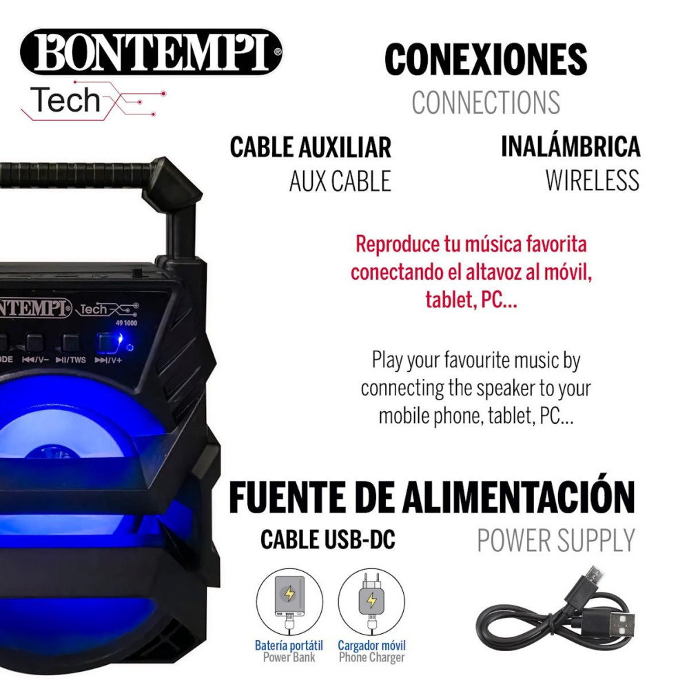 Mini Coluna Wireless C/ Micro- Preto