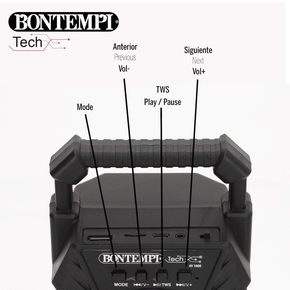 Mini Coluna Wireless C/ Micro- Preto