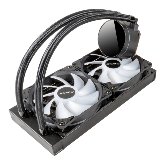 WaterCooler Unykach Aquastorm 240 - Iluminação RGB - Visor de temperatura da CPU