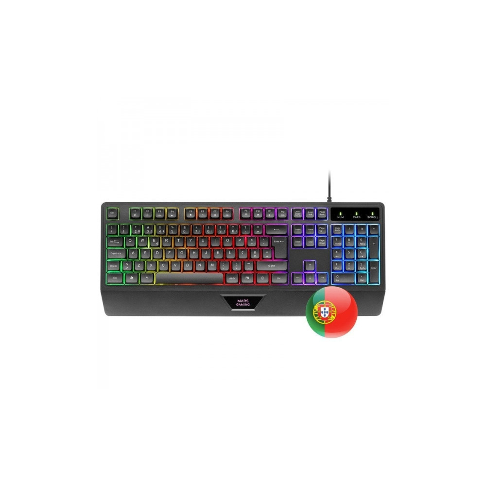 Combo Gamer 3 em 1 Mars Gaming - Teclado RGB H-Mech -  Rato de 3200 DPI - Mouse Pad Nanotextil Rainbow Preto