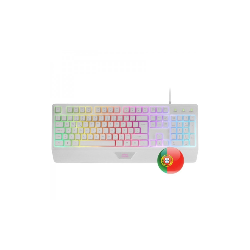 Combo Mars Gaming MCP124 3 em 1 - Teclado RGB H-Mech  Mouse com interruptores RGB HUANO - Branco