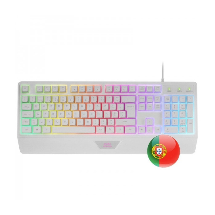 Combo Mars Gaming MCP124 3 em 1 - Teclado RGB H-Mech  Mouse com interruptores RGB HUANO - Branco