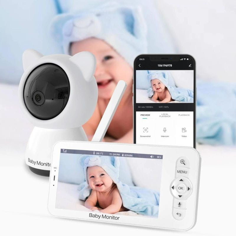 Kingfit Baby-5 Visão nocturna Wi-Fi HD 720P 5" Branco - Monitor para b