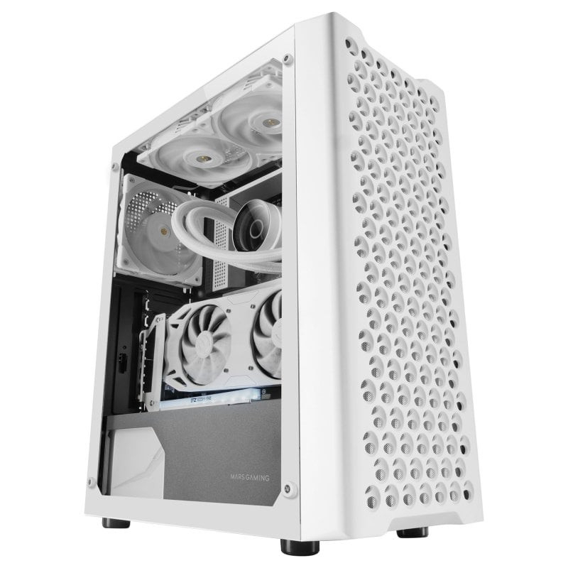 Caixa PC Mars Gaming MC-iPRO ATX Mesh Frontal 3D Vidro Temperado Ventoinha FDB (Branca)