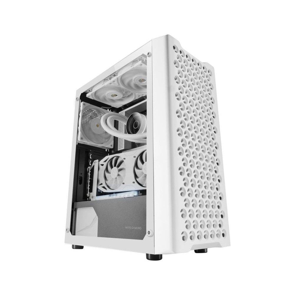 Caixa PC Mars Gaming MC-iPRO ATX Mesh Frontal 3D Vidro Temperado Ventoinha FDB (Branca)