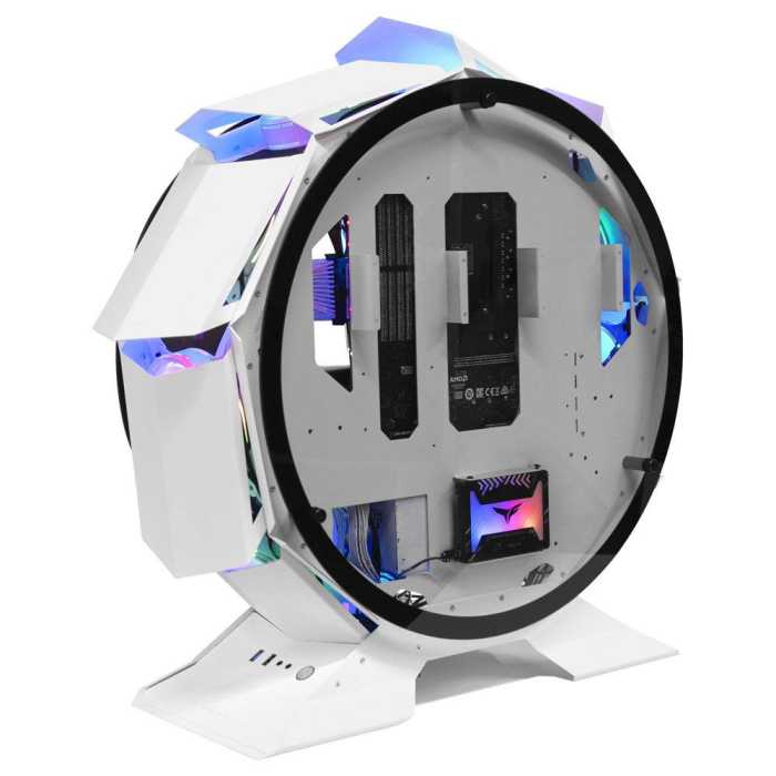 Caixa Micro-ATX Mars Gaming Premium Gaming Circular Vídro Temperado (Branca)