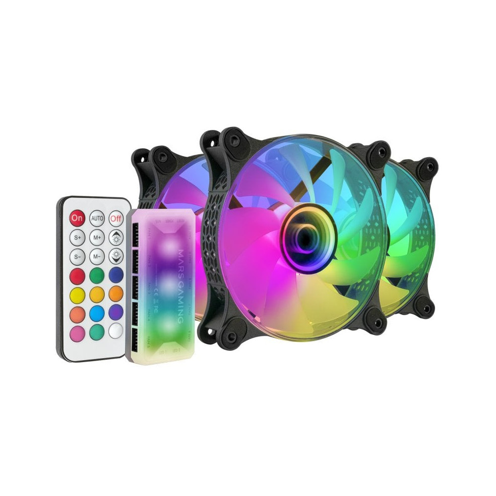 Kit 3x Ventoinhas ARGB Mars Gaming 12cm Espelho Infinito (Pretas)