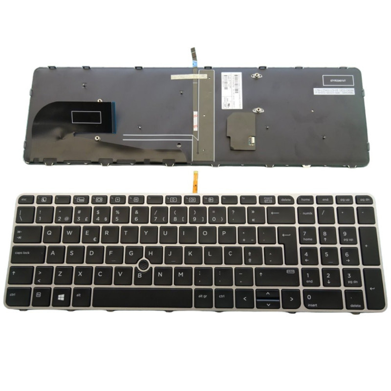 HP zBook 15u G3 Teclado PT Backlight Black/Silver - 821157-131