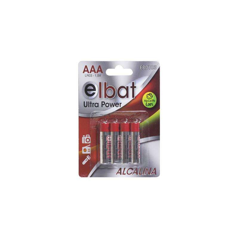 Pack de 4 Pilhas Alcalinas Elbat LR03/AAA