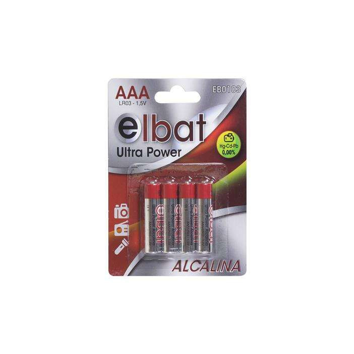 Pack de 4 Pilhas Alcalinas Elbat LR03/AAA