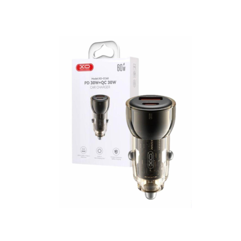 Adaptador Isqueiro USB-A 1x USB-C 60W (Preto)