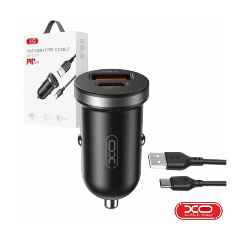 Adaptador Isqueiro USB-A + USB-C PD 30W (Preto)