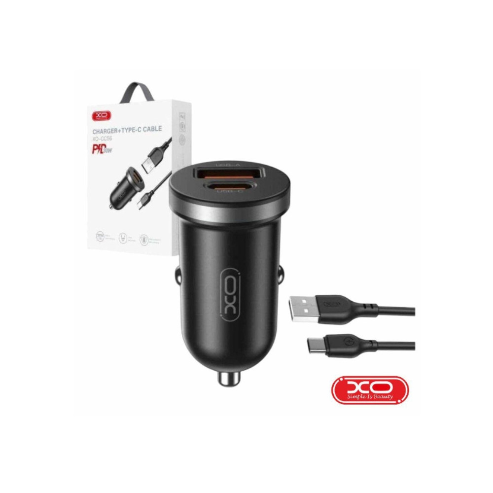 Adaptador Isqueiro USB-A + USB-C PD 30W (Preto)