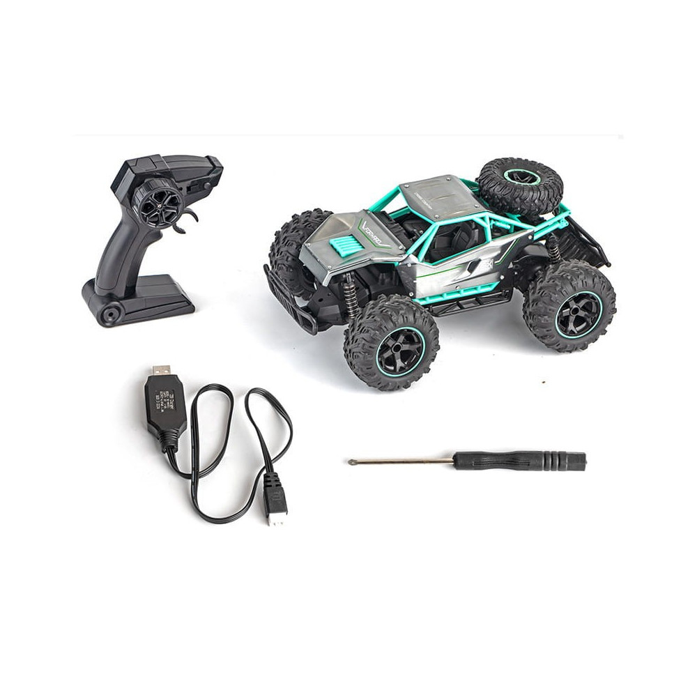 Carro RC Telecomandado 1/14 Monster Truck (Verde/Cinza)