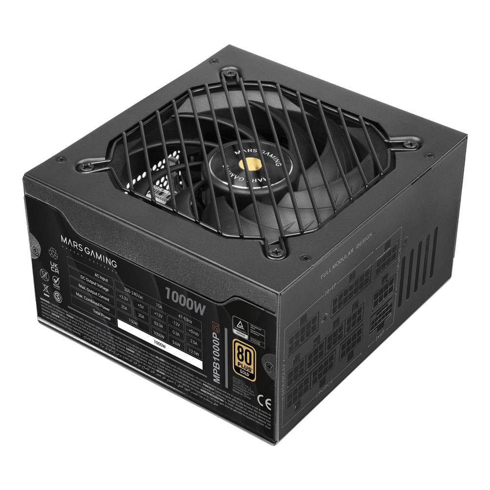 Fonte de Alimentação ATX Mars Gaming 1000W ATX 3.1/PCIe 5.1 80 Plus Gold Full Modular Preta