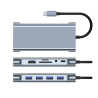 Hub Type-C para 3 USB-A + Ethernet + HDMI + VGA + Cartões + AUX
