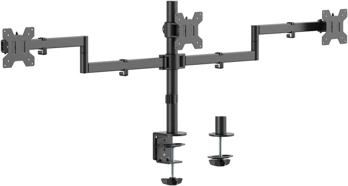 Suporte de mesa rotativo e inclinável 3 monitores (13" a 27") 10Kg (Preto)