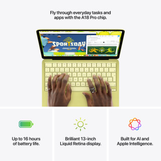 Apple MacBook Neo 13"A18 Pro CPU 6-core, GPU 5-core  SSD 512GB 8GB RAM Touch ID (Cítrico)