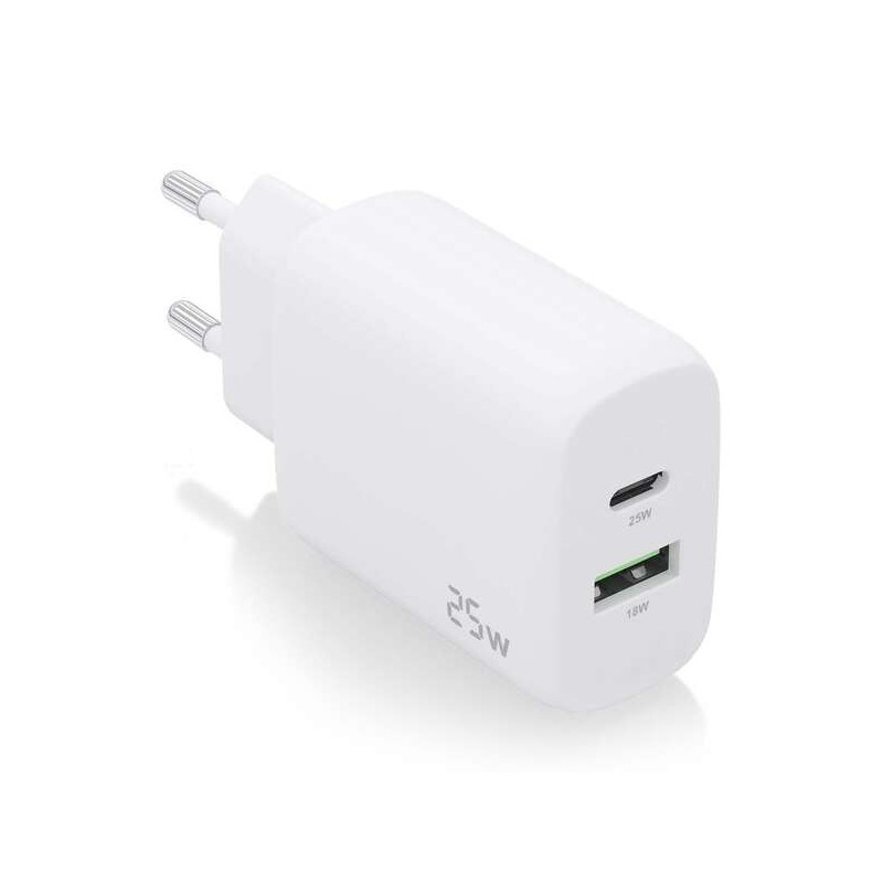 Carregador Aisens 20W - 1x USB-C PD3.0 - 1x USB-A QC3.0 Branco