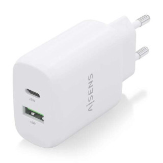 Carregador Aisens 20W - 1x USB-C PD3.0 - 1x USB-A QC3.0 Branco