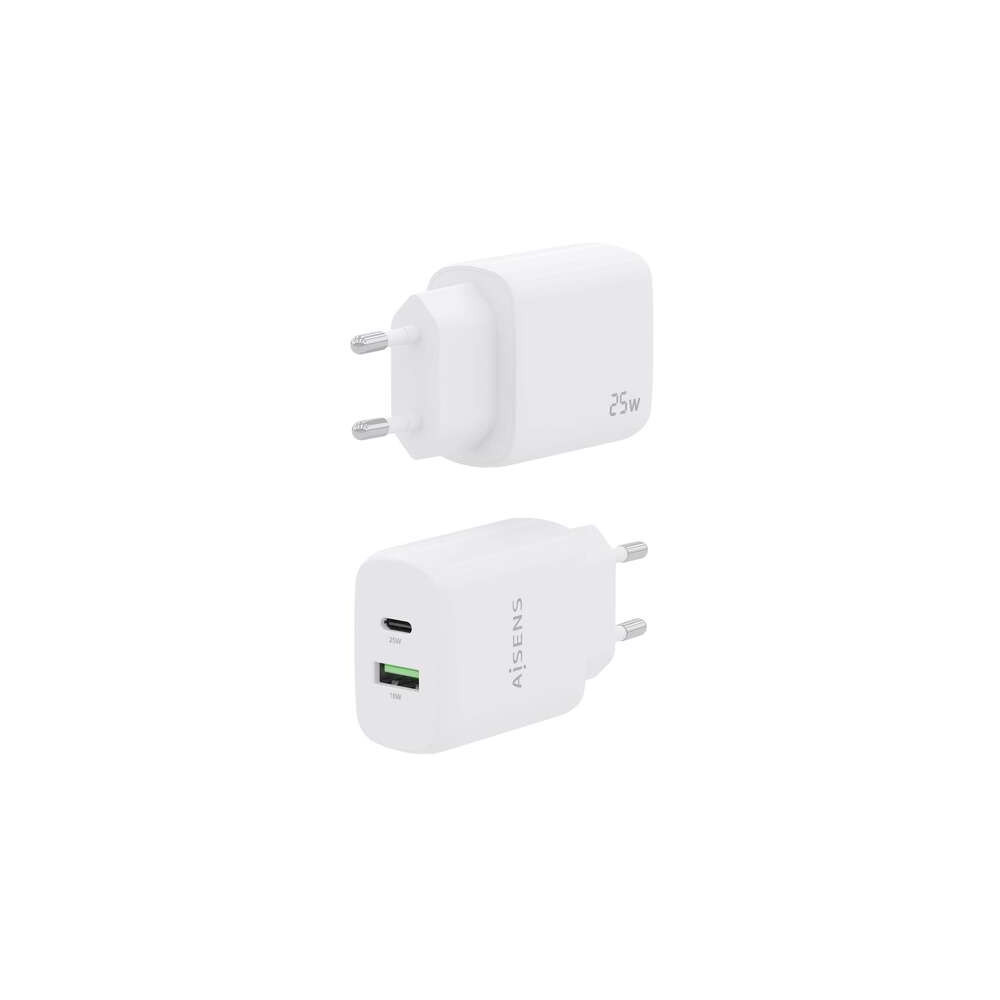 Carregador Aisens 20W - 1x USB-C PD3.0 - 1x USB-A QC3.0 Branco