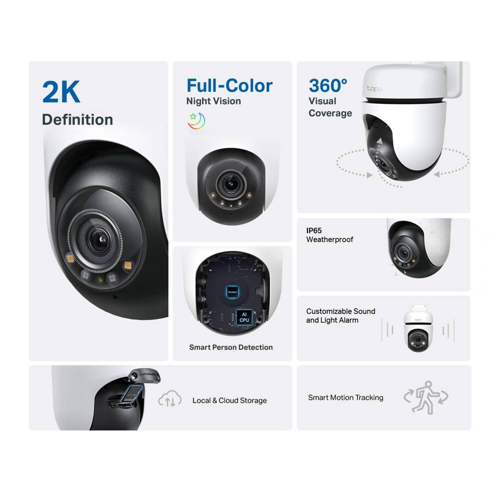 Câmara de Segurança TP-Link Tapo TC41 Pan/Tilt 2K 3MP Outdoor IP65