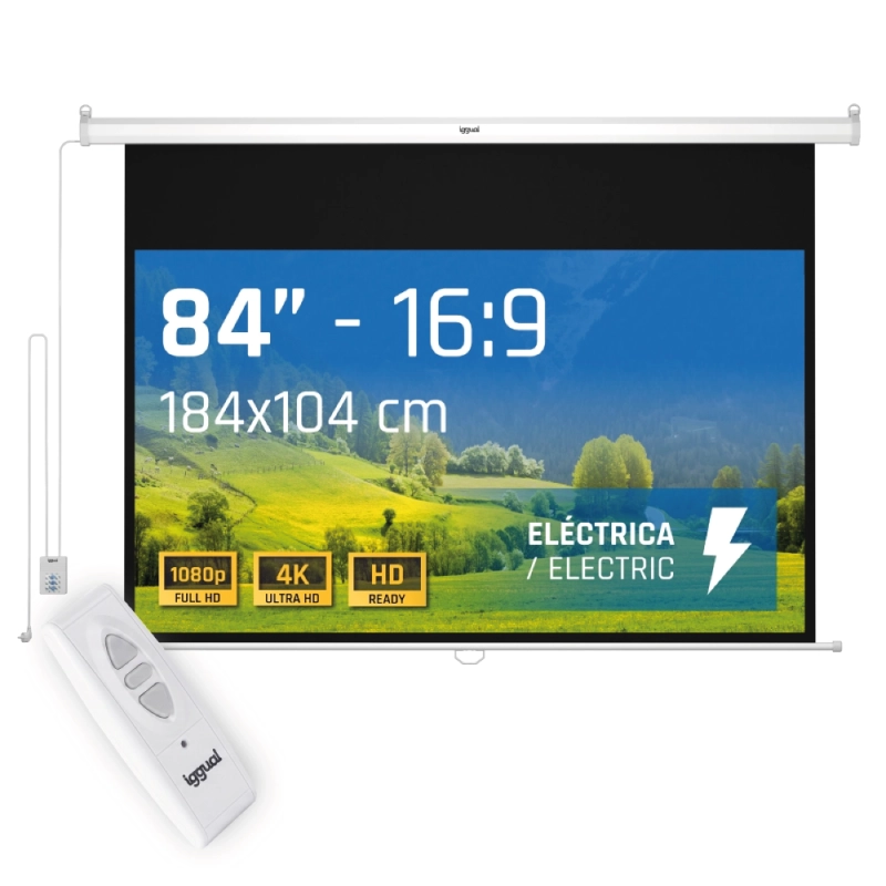 Tela elétrica Iggual 16:9 84" 184x104 cm