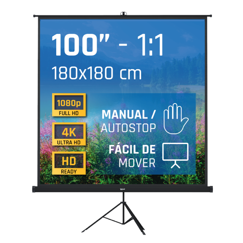 Tela de Projeção + Tripé + Bolsa Mural Iggual - 180 x 180 cm