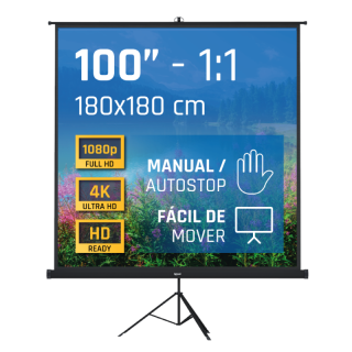 Tela de Projeção + Tripé + Bolsa Mural Iggual - 180 x 180 cm