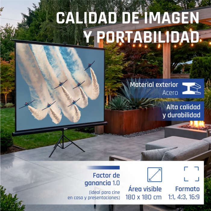 Tela de Projeção + Tripé + Bolsa Mural Iggual - 180 x 180 cm