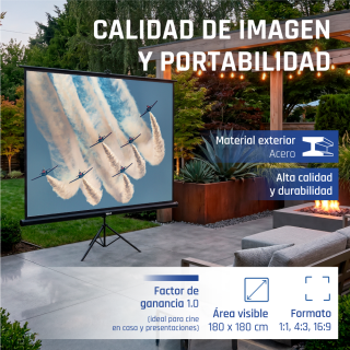 Tela de Projeção + Tripé + Bolsa Mural Iggual - 180 x 180 cm
