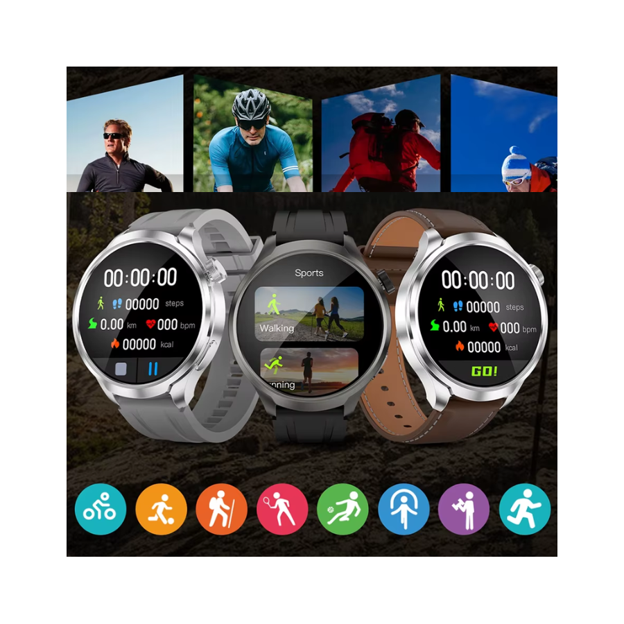 Smartwatch GT5 Preto Amoled c/ kit braceletes Pretas