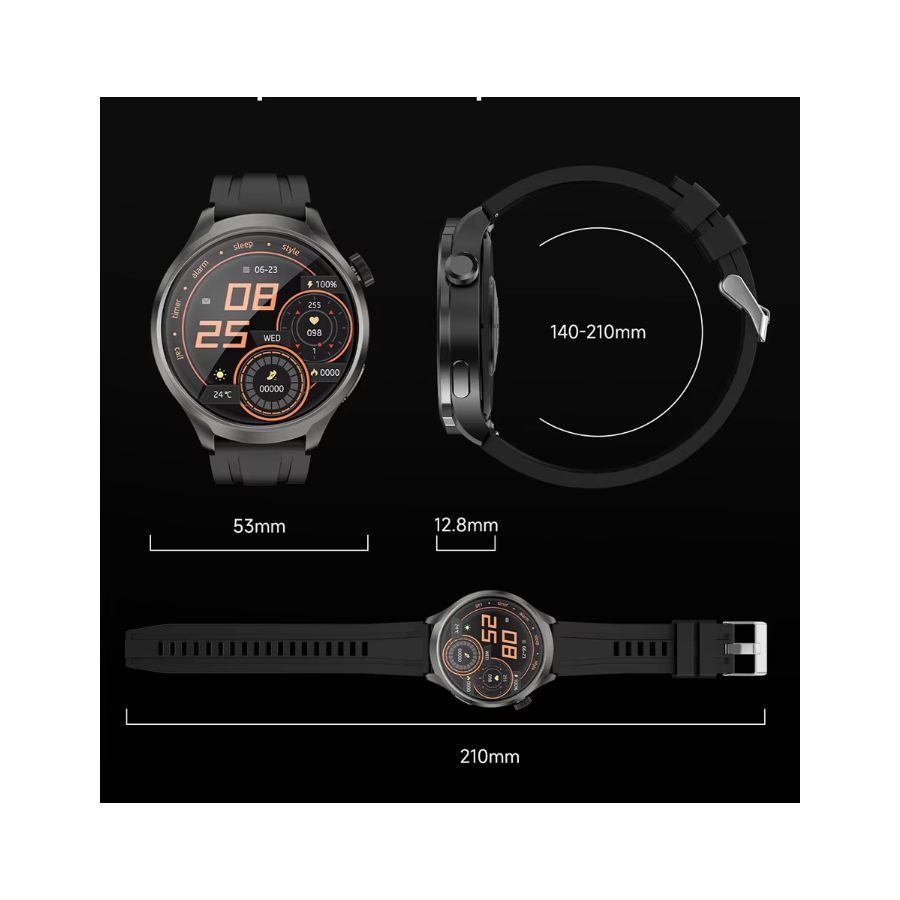 Smartwatch GT5 Preto Amoled c/ kit braceletes Pretas