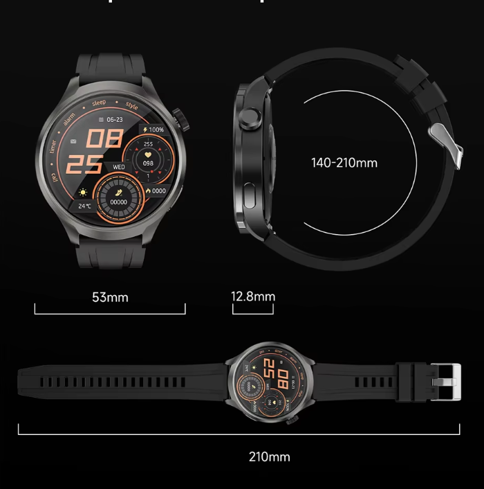 Smartwatch GT5 Preto Amoled c/ kit braceletes Pretas