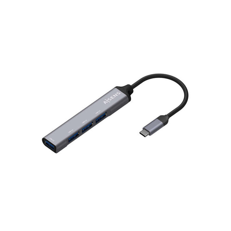 Conversor Hub Aisens Type-C - 4x USB-A 10cm Cinzento