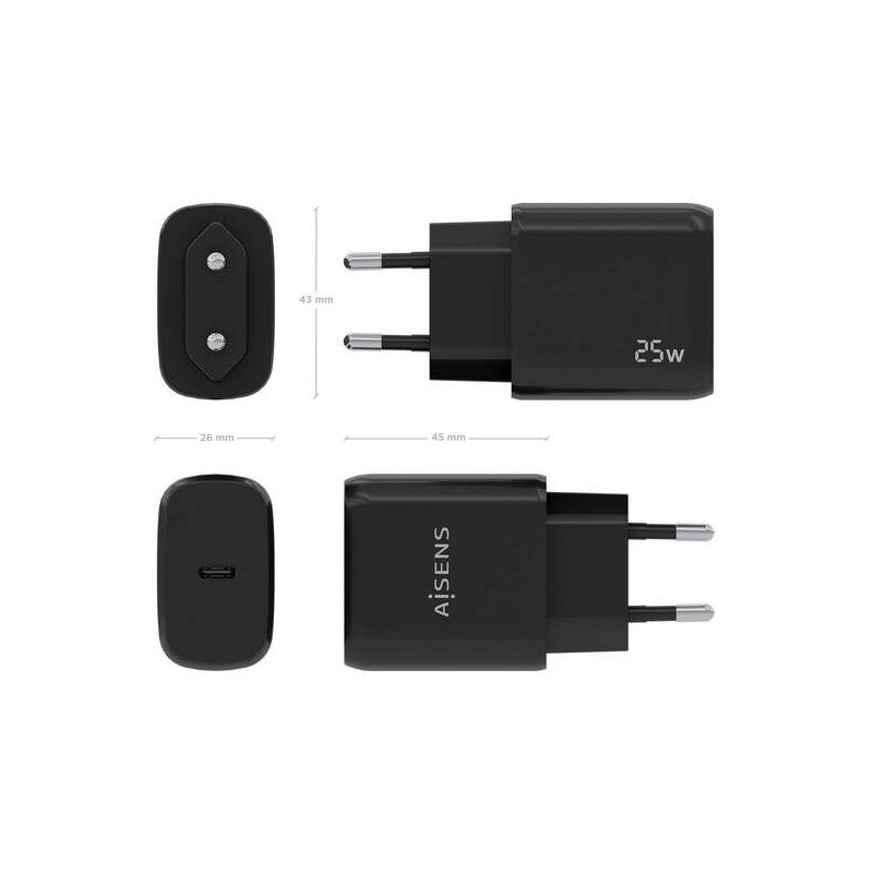 Carregador Aisens 25W USB-C PD3.0 Preto