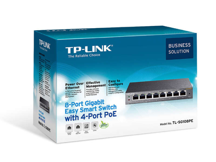TP-Link Switch Easy Smart de 8 Portas Gigabit - 4 Portas PoE