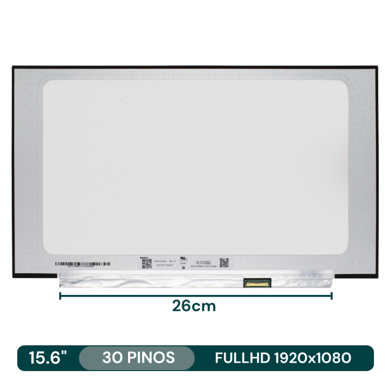 Ecrã LCD 15.6" 1920x1080 FullHD 30Pin 35cm s/Brackets (inverter BD 26cm) - N156HGA-EA3 REV.C5